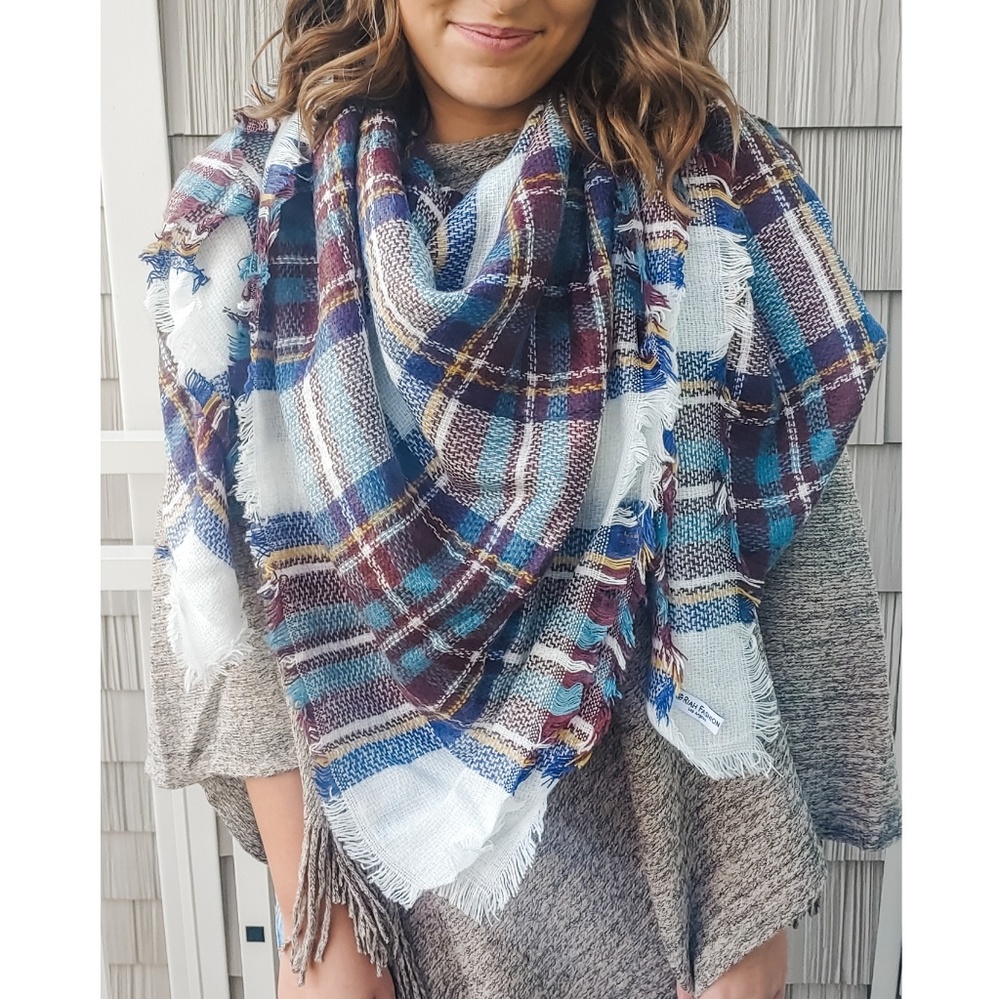 Fringed Plaid Scarf